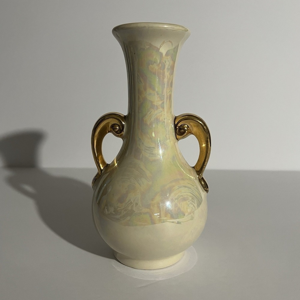 Vintage‎ Pearl China Co Lusterware Bud Vase 22KT Gold Hand Painted